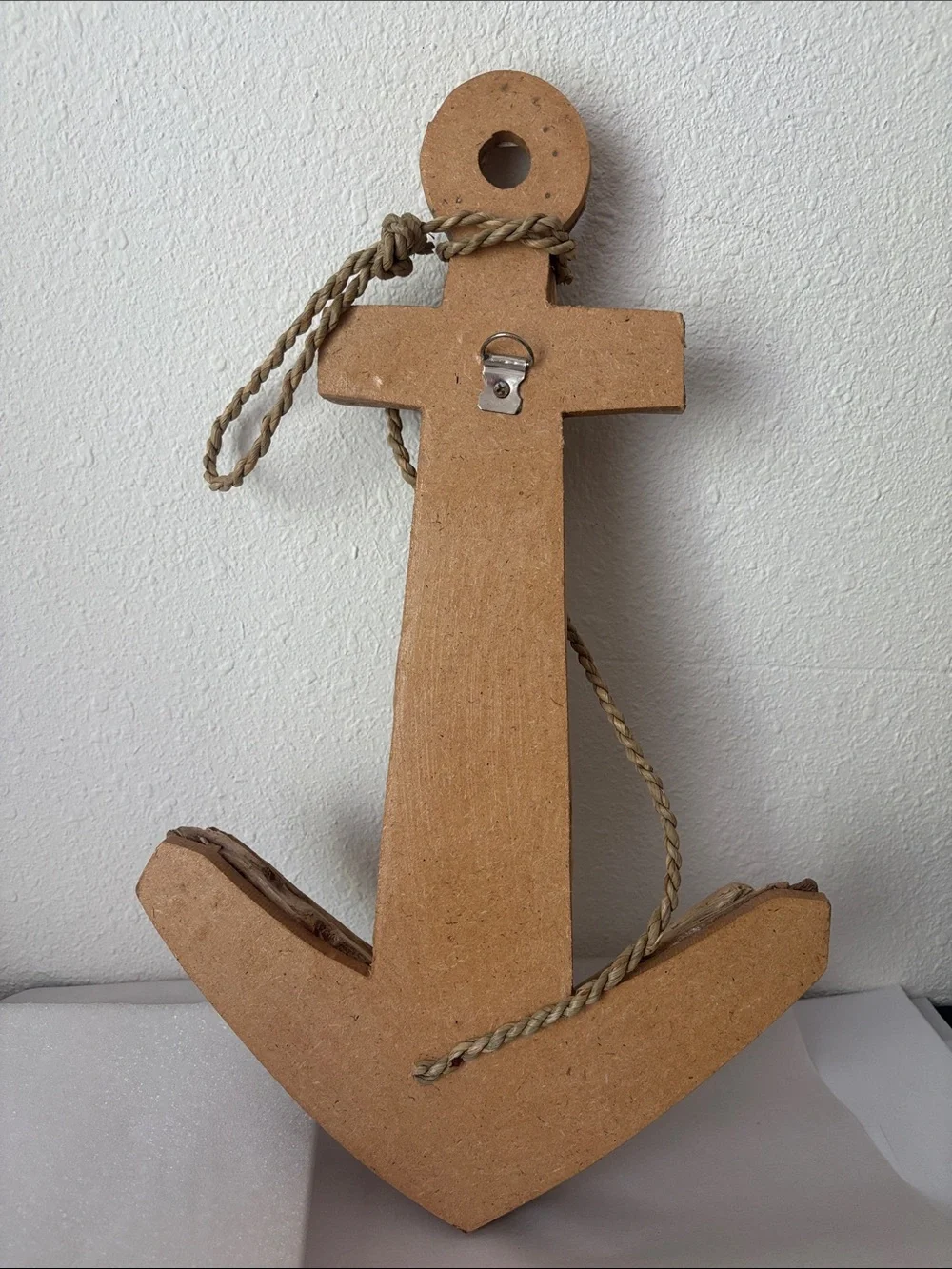 Rustic Driftwood Anchor Wall Decor - Natural Brown preowned